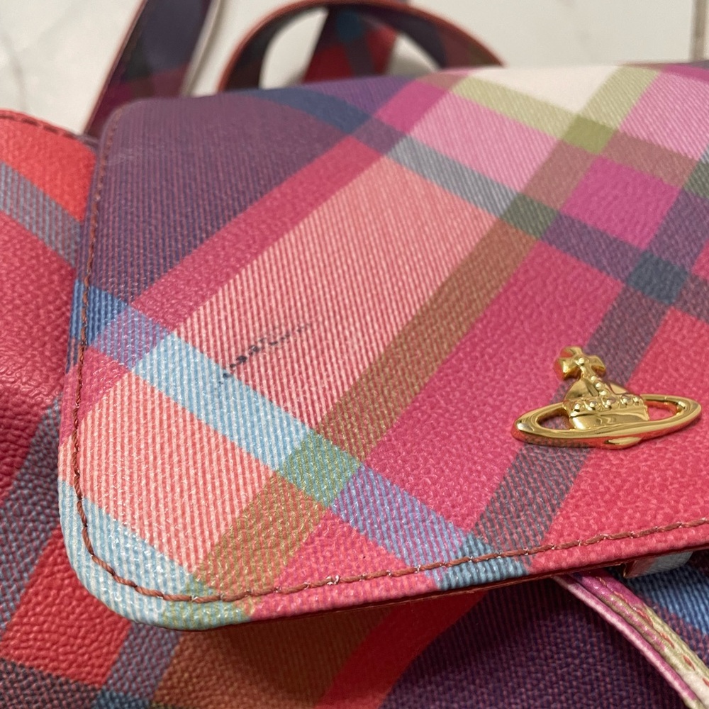 Vivienne Westwood Multi-Color Plaid Drawstring Backpack - Picture 5 of 7